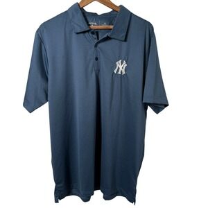 Antigua Mens Blue New York Yankees Short‎ Sleeve Polo Shirt Size XL